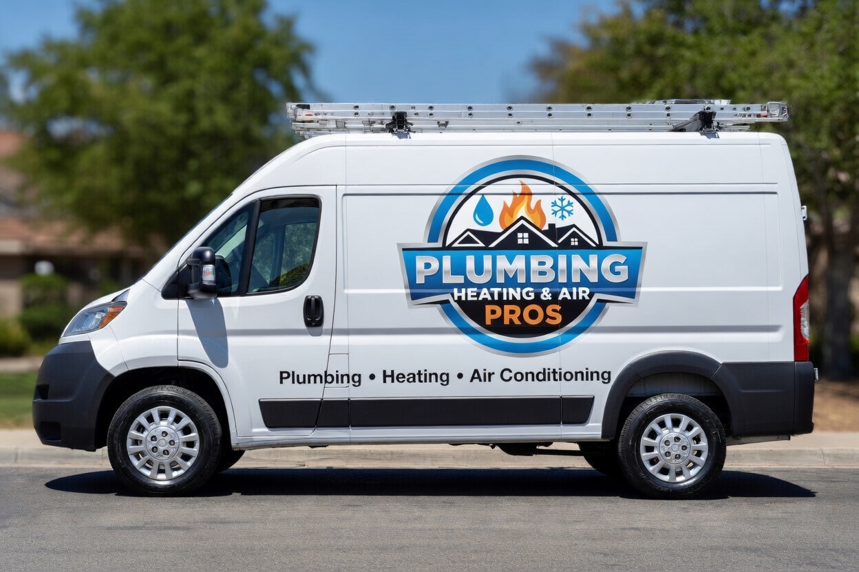 Local plumbing heating and air service van serving Sacramento
