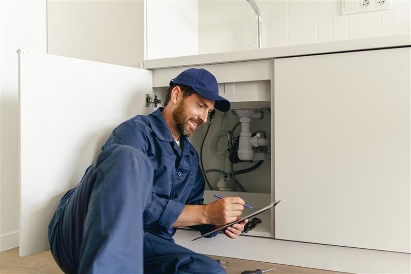 Residential plumber providing service in a Sacramento home